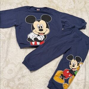 Disney Navy Mickey Mouse Two-Piece Pajama Set with Red & Yellow Accents